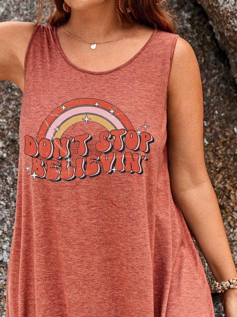 Don't Stop Believin Split Thigh Tank Dress