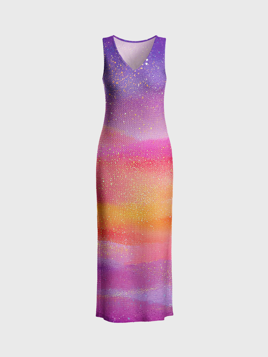 Dream Cosmic Sky Open Stitch Midi Dress