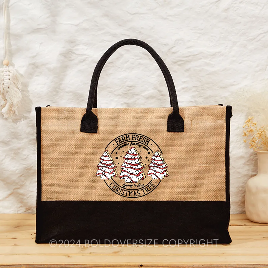 Vintage Farm Fresh Christmas Tree Cakes Tote Handbags