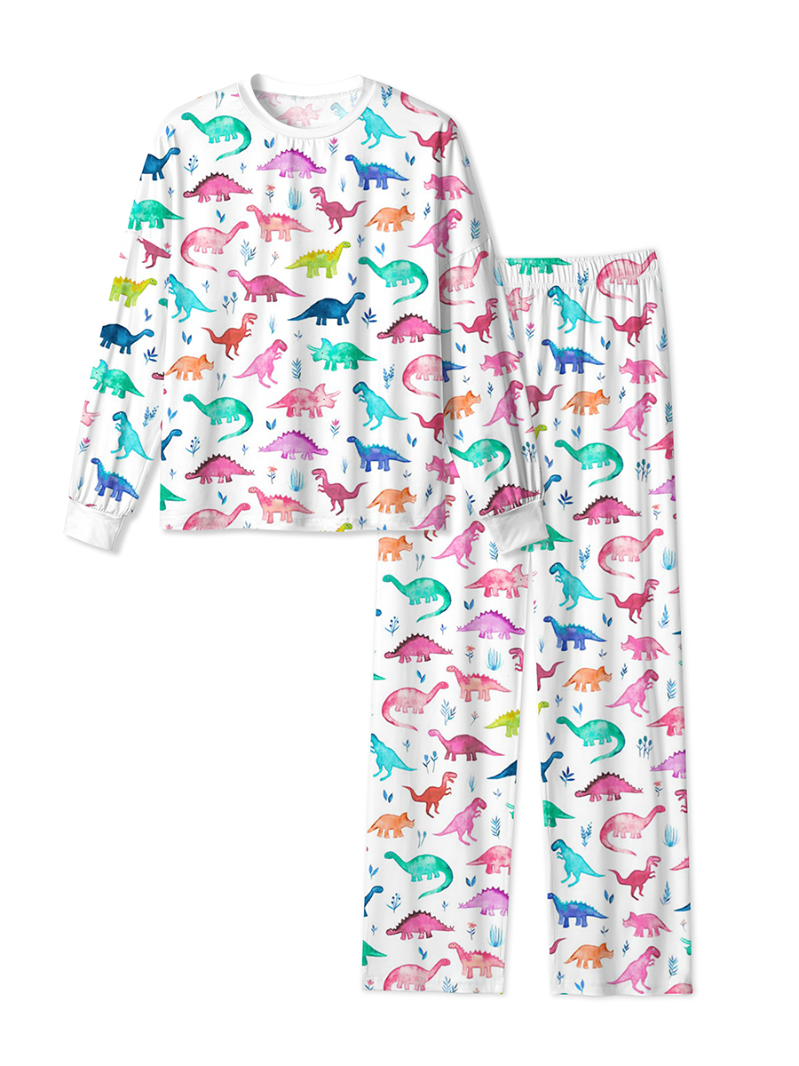 Vintage Christmas Cartoon Dinosaur Mixed Pajamas