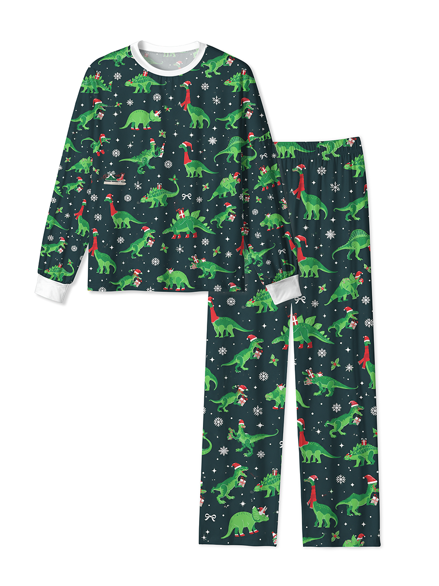 Vintage Christmas Cartoon Dinosaur Mixed Pajamas