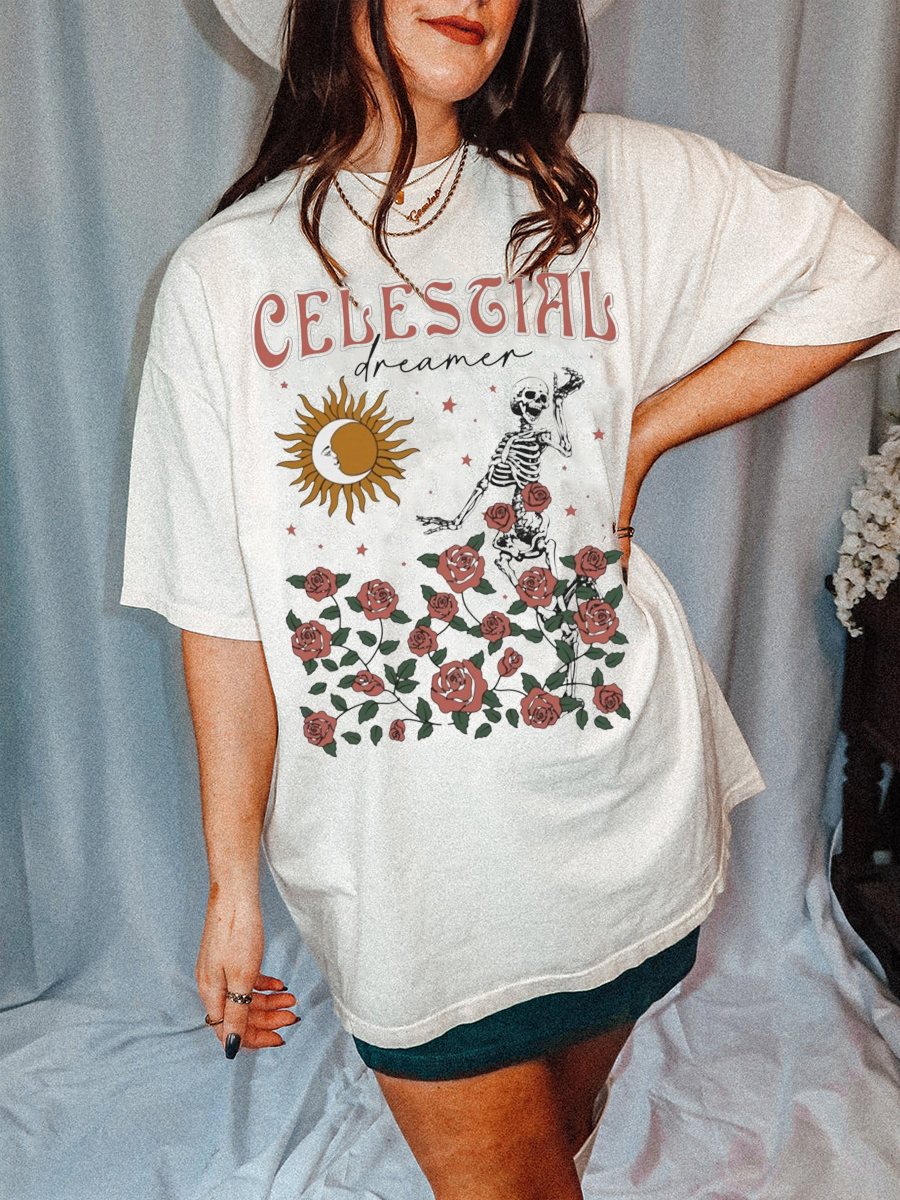 Oversized Celestial Dreamer Skeleton T-shirt