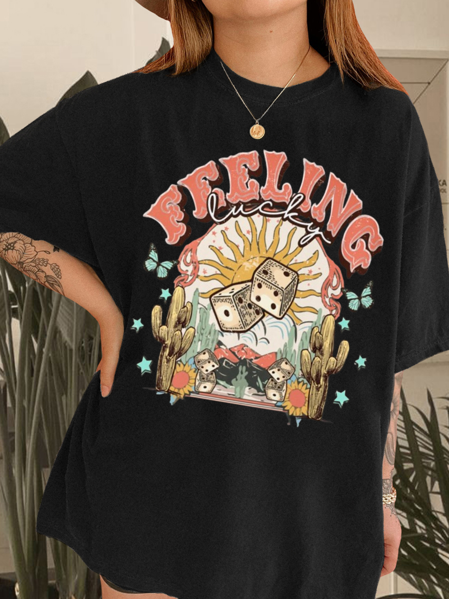 Plus Size Feeling Lucky Vintage Style T-shirt