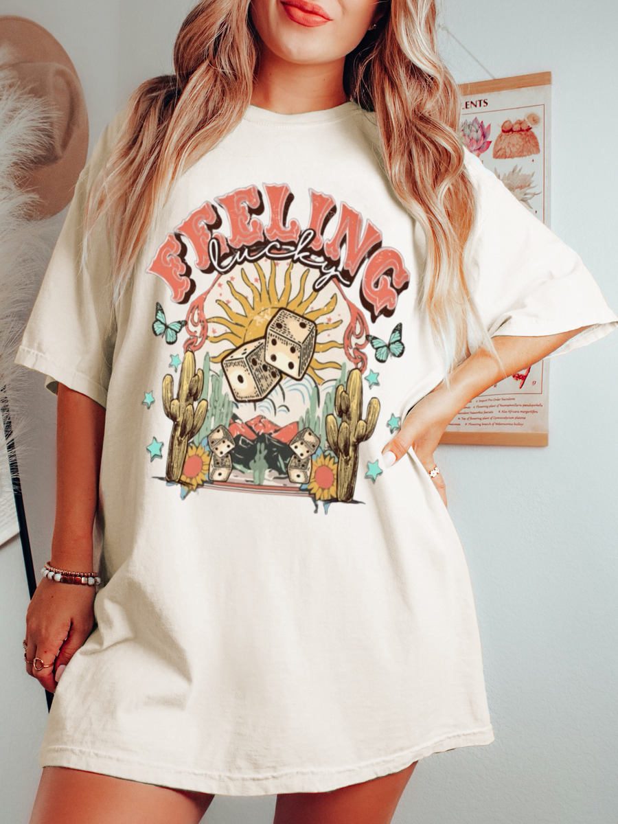 Plus Size Feeling Lucky Vintage Style T-shirt