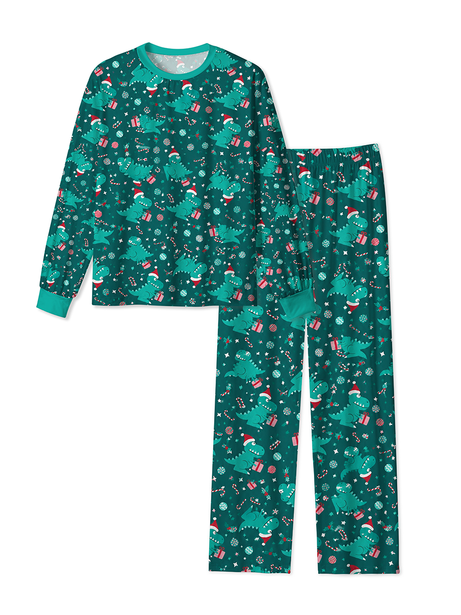 Vintage Cute Christmas T‑Rex Dinosaur Mixed Pajamas