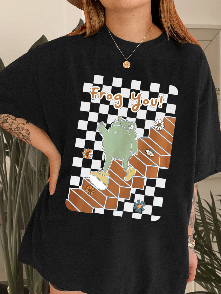 Oversized Retro Funny Frog You T-shirt