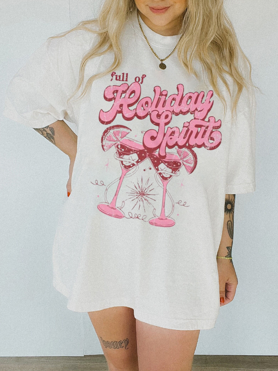 Full Of Holiday Spirit Oversized 90'S T-shirt