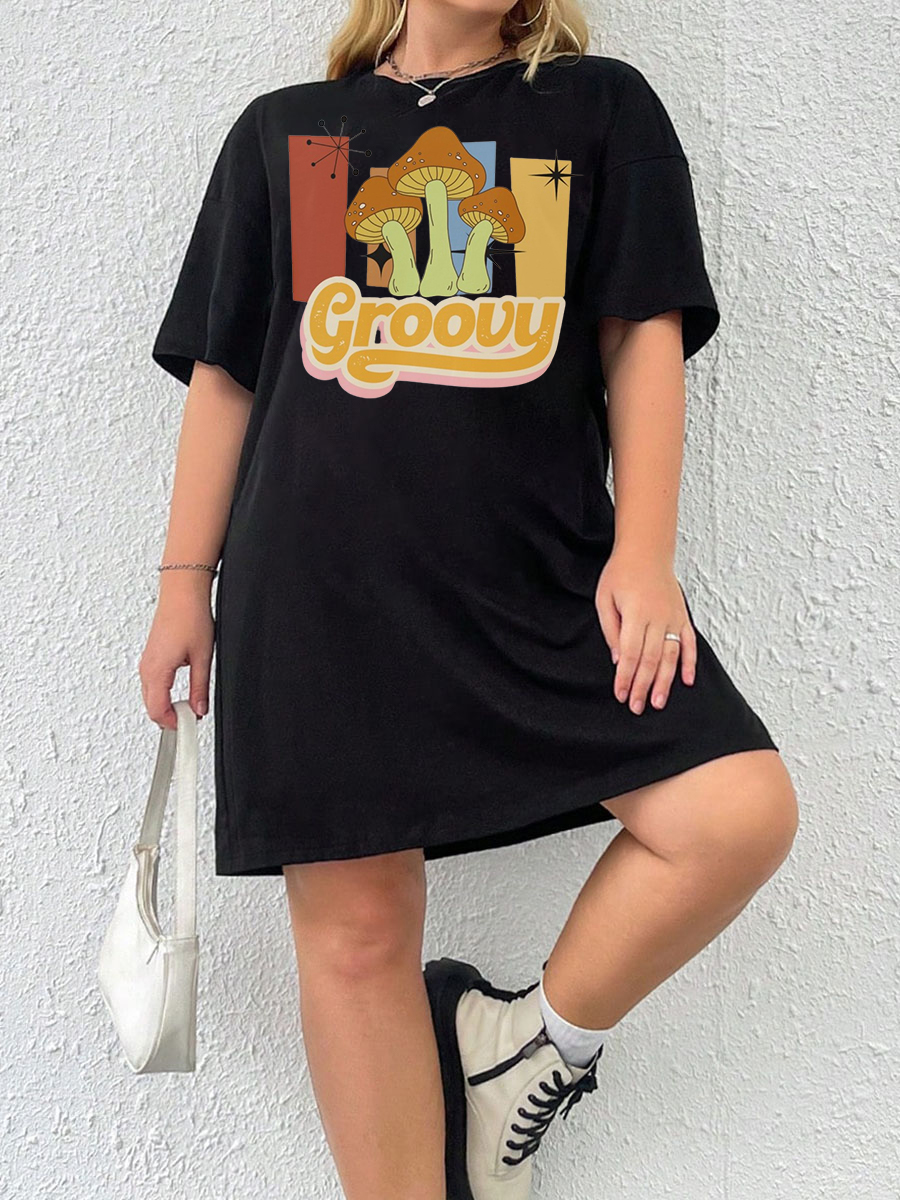 Trendy Retro Groovy Tee Dress