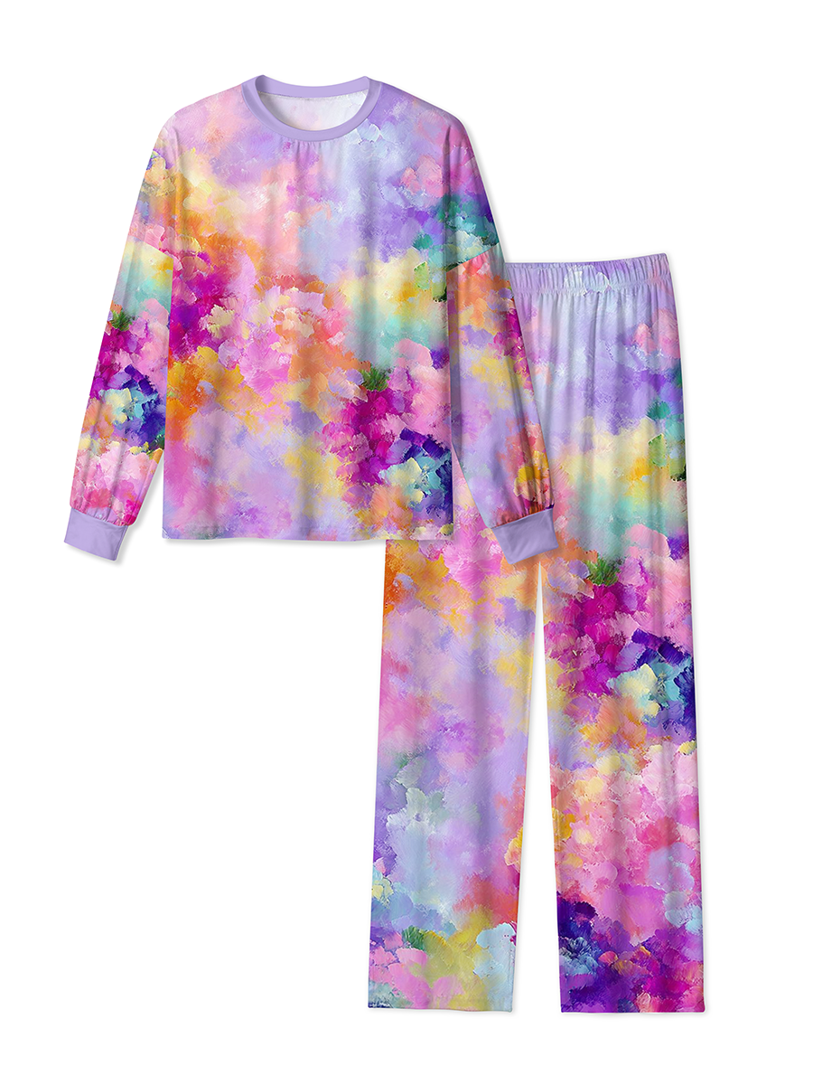 Vintage Impressionism Multicolor Floral Oil Painting Mixed Pajamas