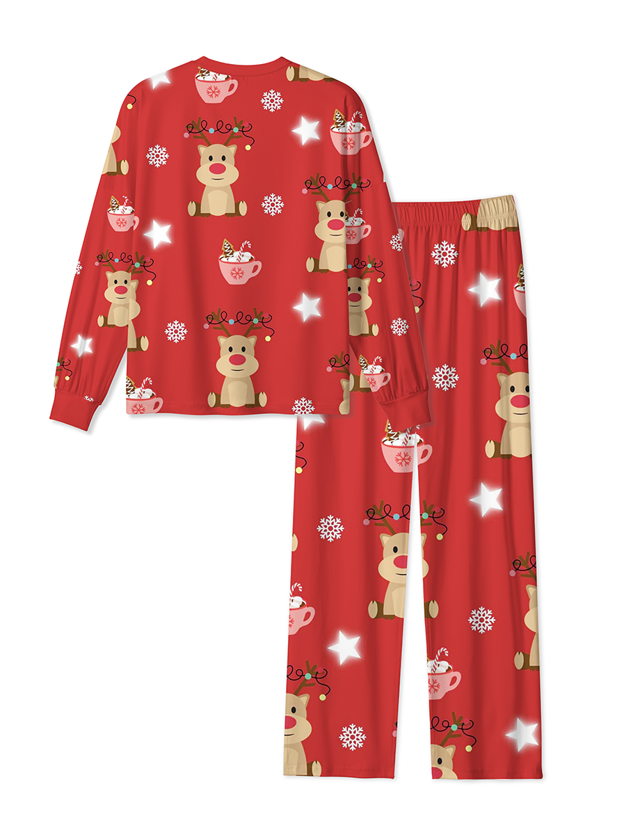 Vintage Reindeer Hot Cocoa Christmas Mixed Pajamas