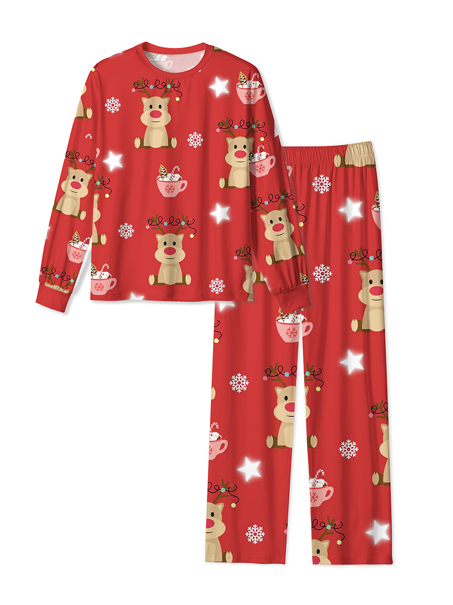Vintage Reindeer Hot Cocoa Christmas Mixed Pajamas