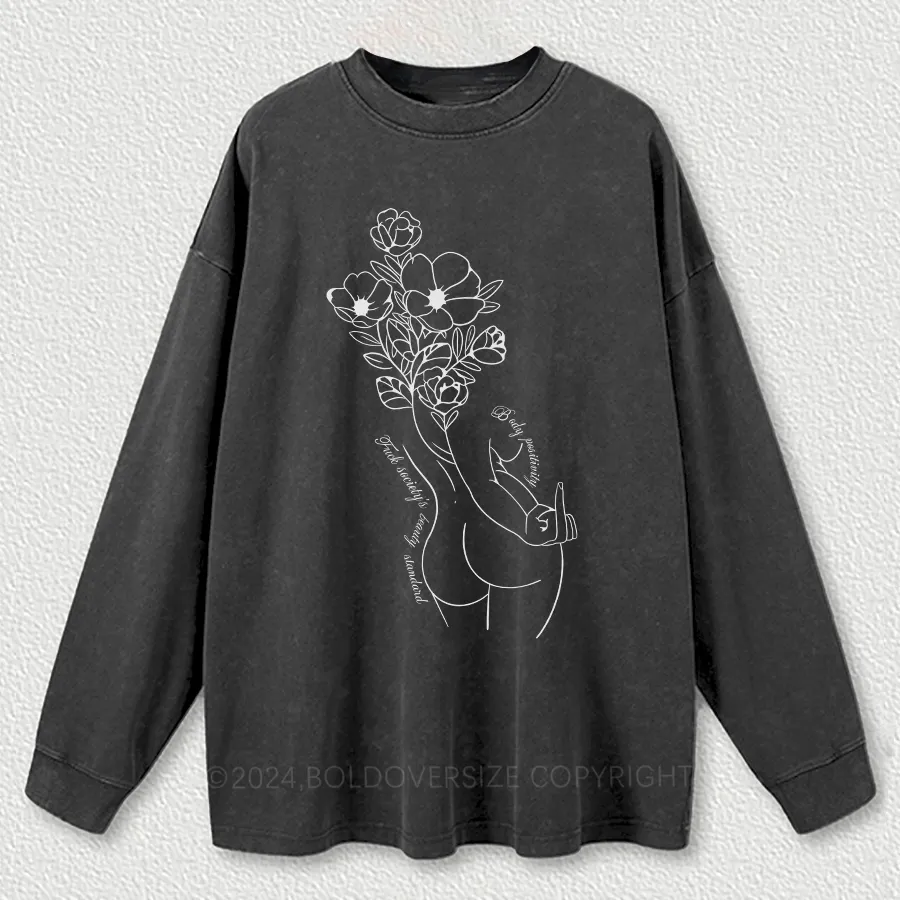 Vintage F**k Society'S Beauty Standard Washed Long Sleeve Shirt