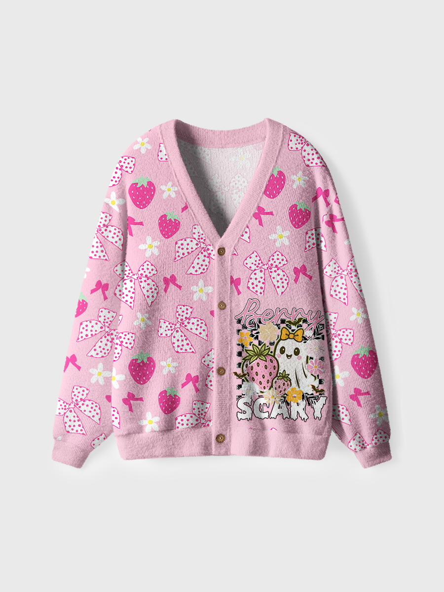 Vintage Pink Ghost Bow Cardigan Sweaters