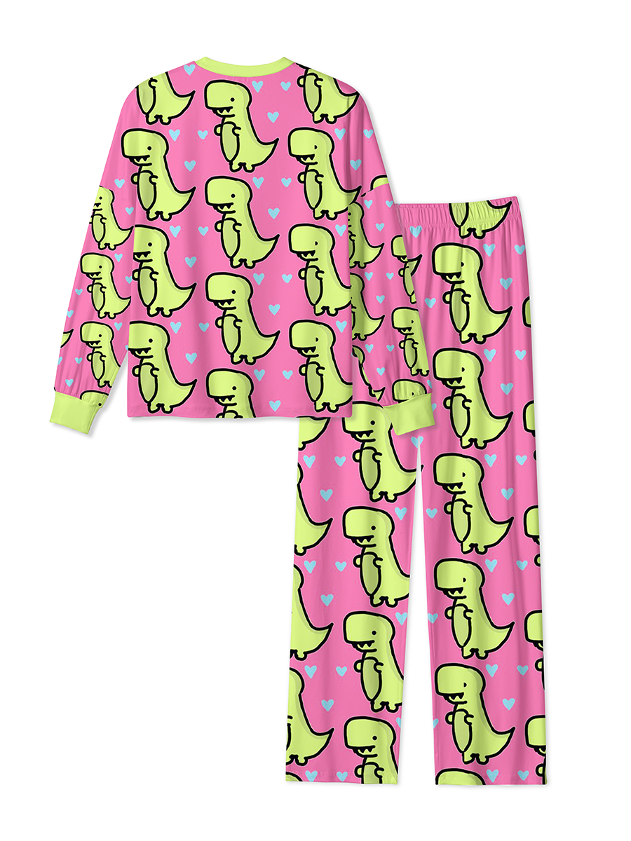 Vintage Cute Chibi Dinosaur Heart Mixed Pajamas