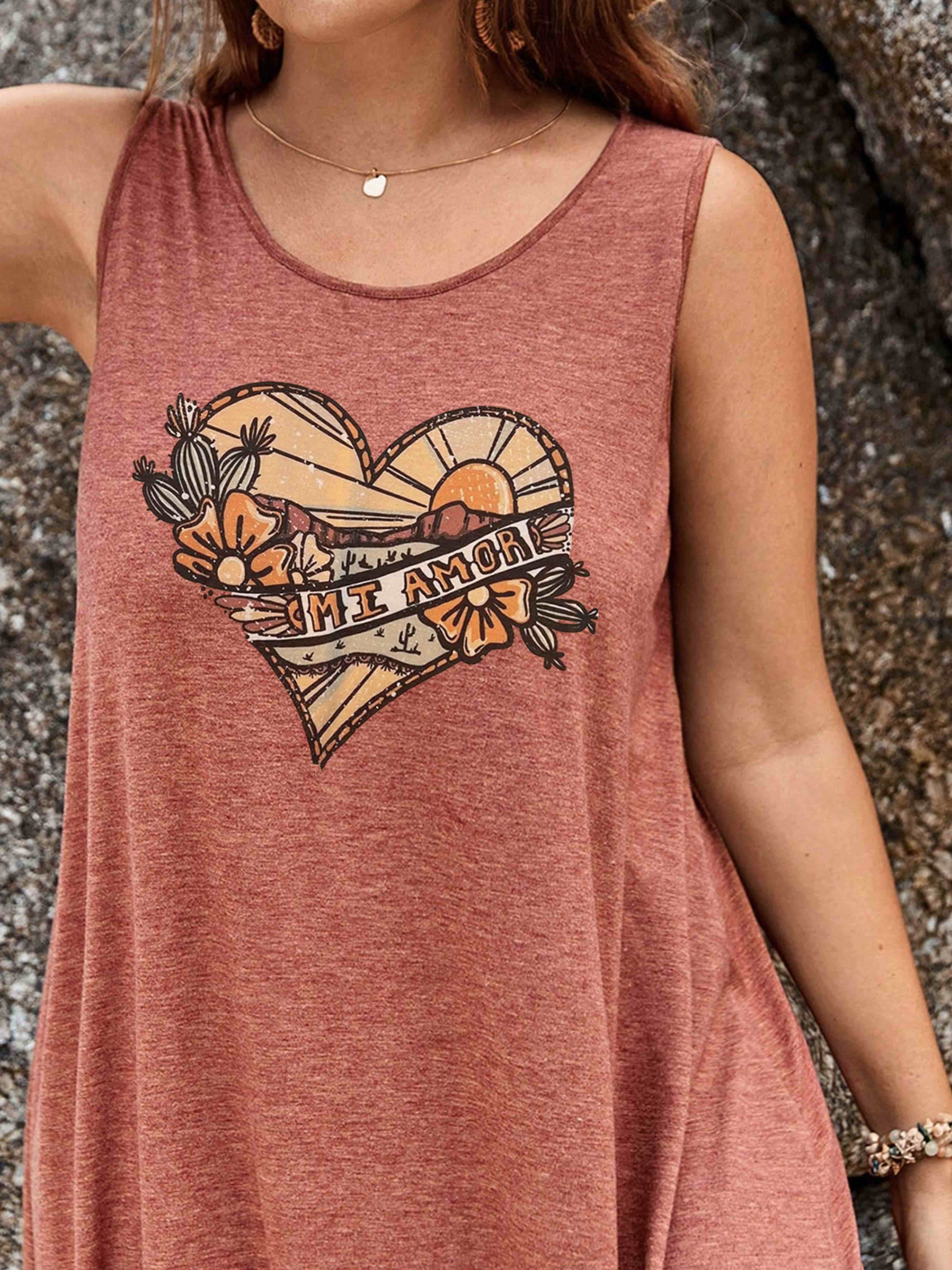 Mi Amor Graphi Split Thigh Tank Dress