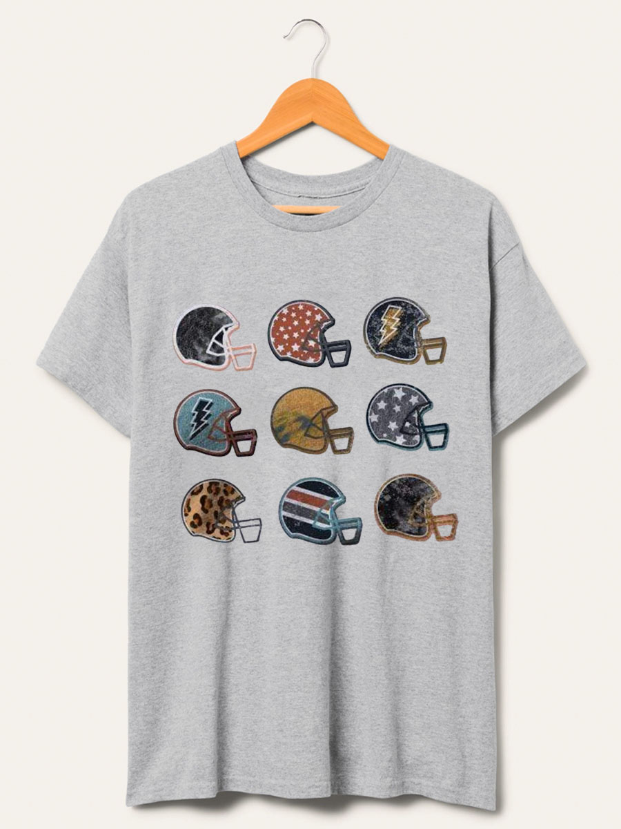 Vintage Game Day Football Helmet Collection Graphic Tee 