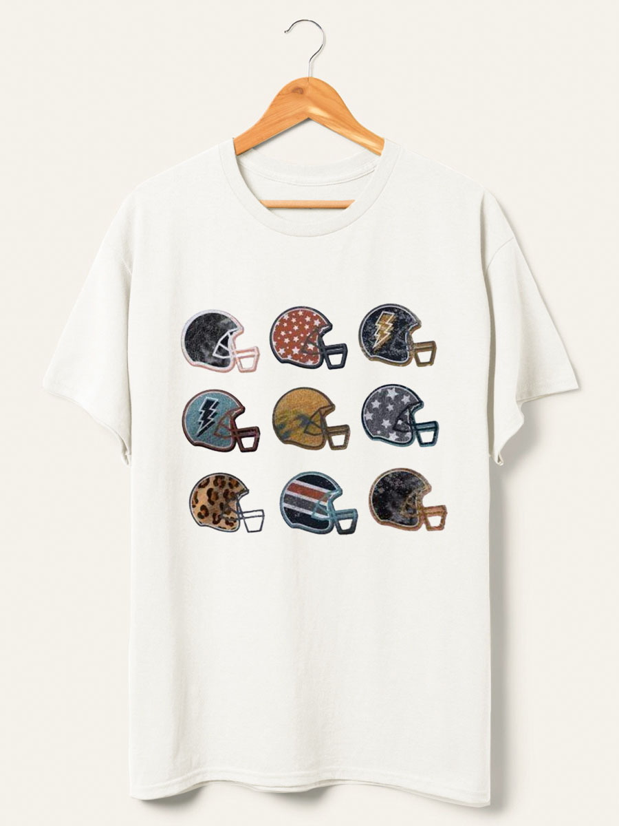 Vintage Game Day Football Helmet Collection Graphic Tee 