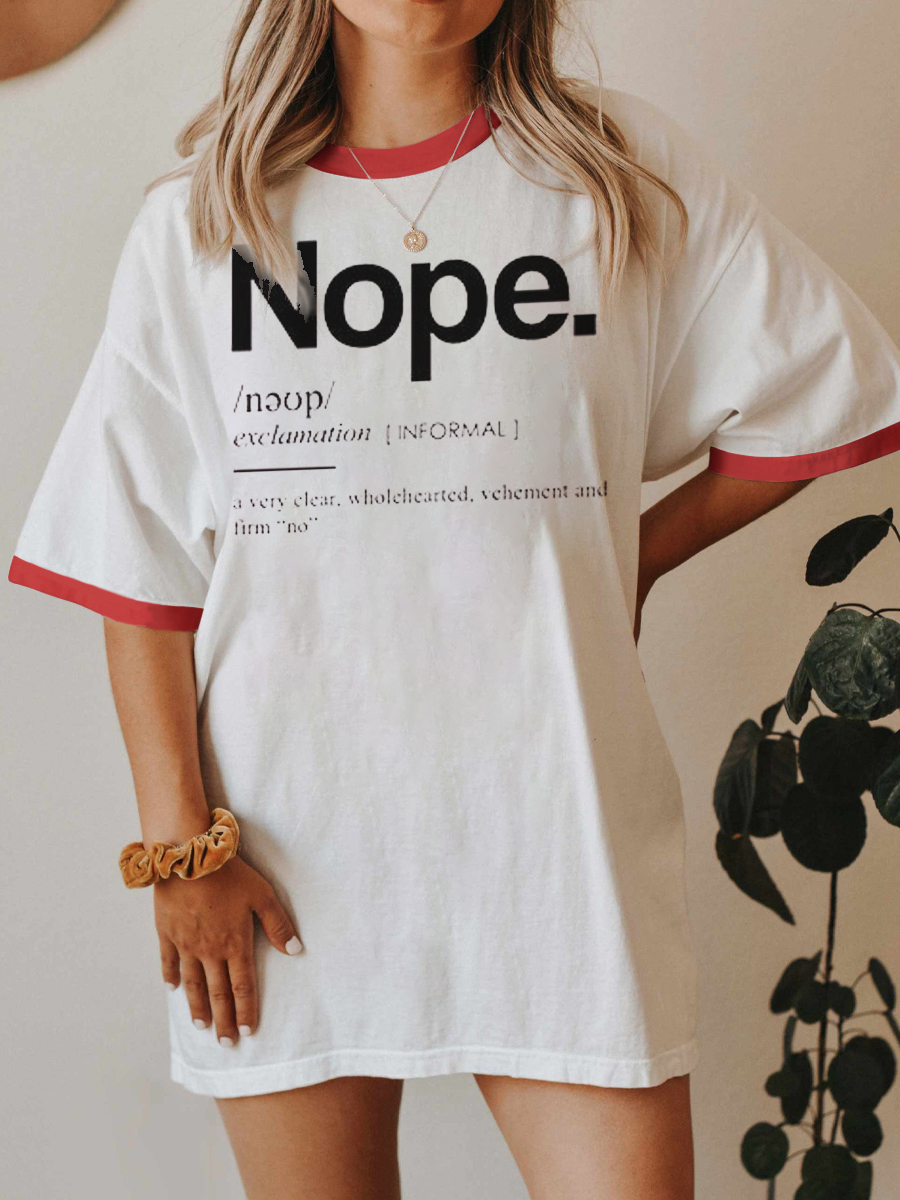 Vintage Funny Nope Graphic Ringer Tee