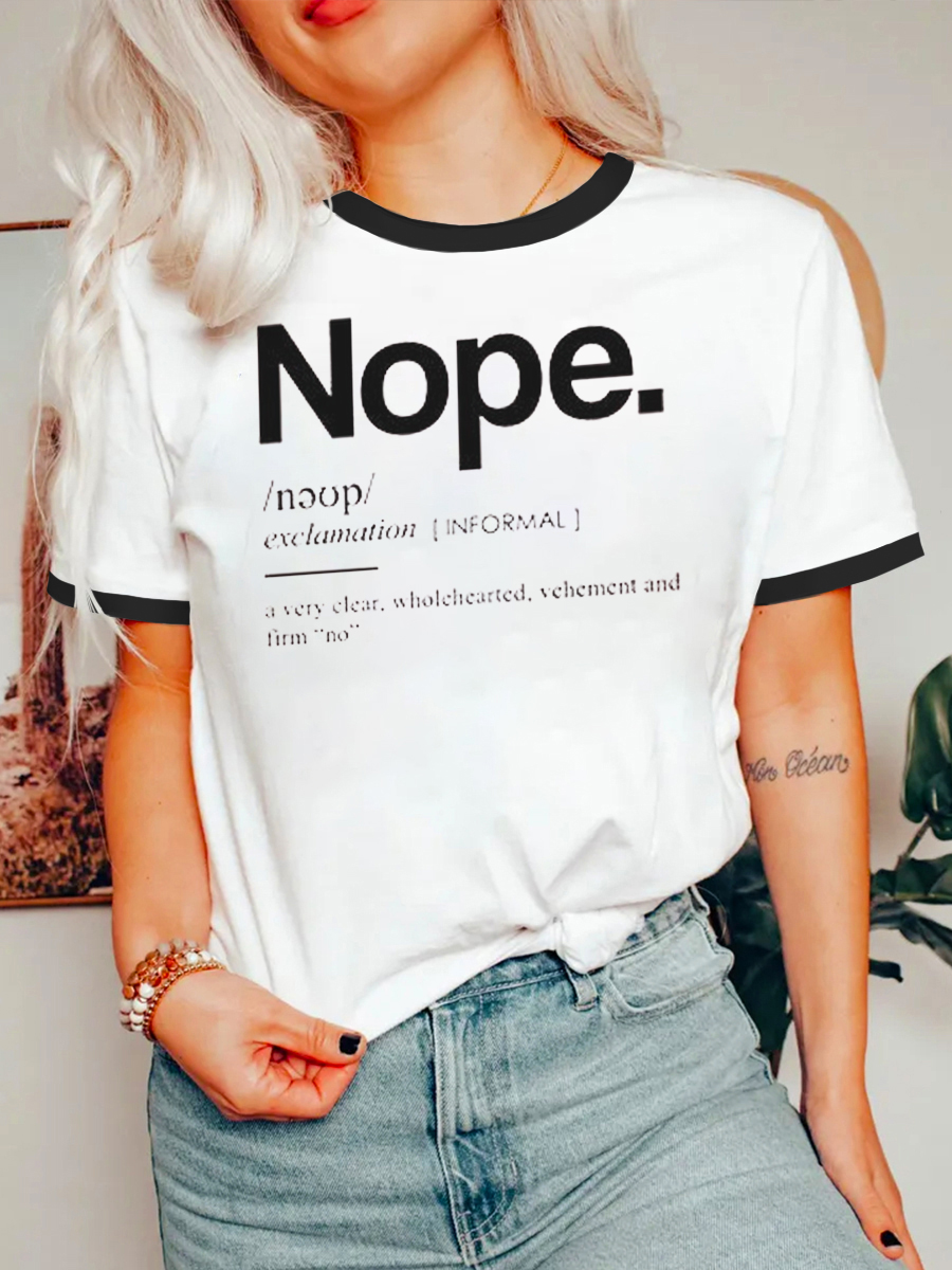 Vintage Funny Nope Graphic Ringer Tee