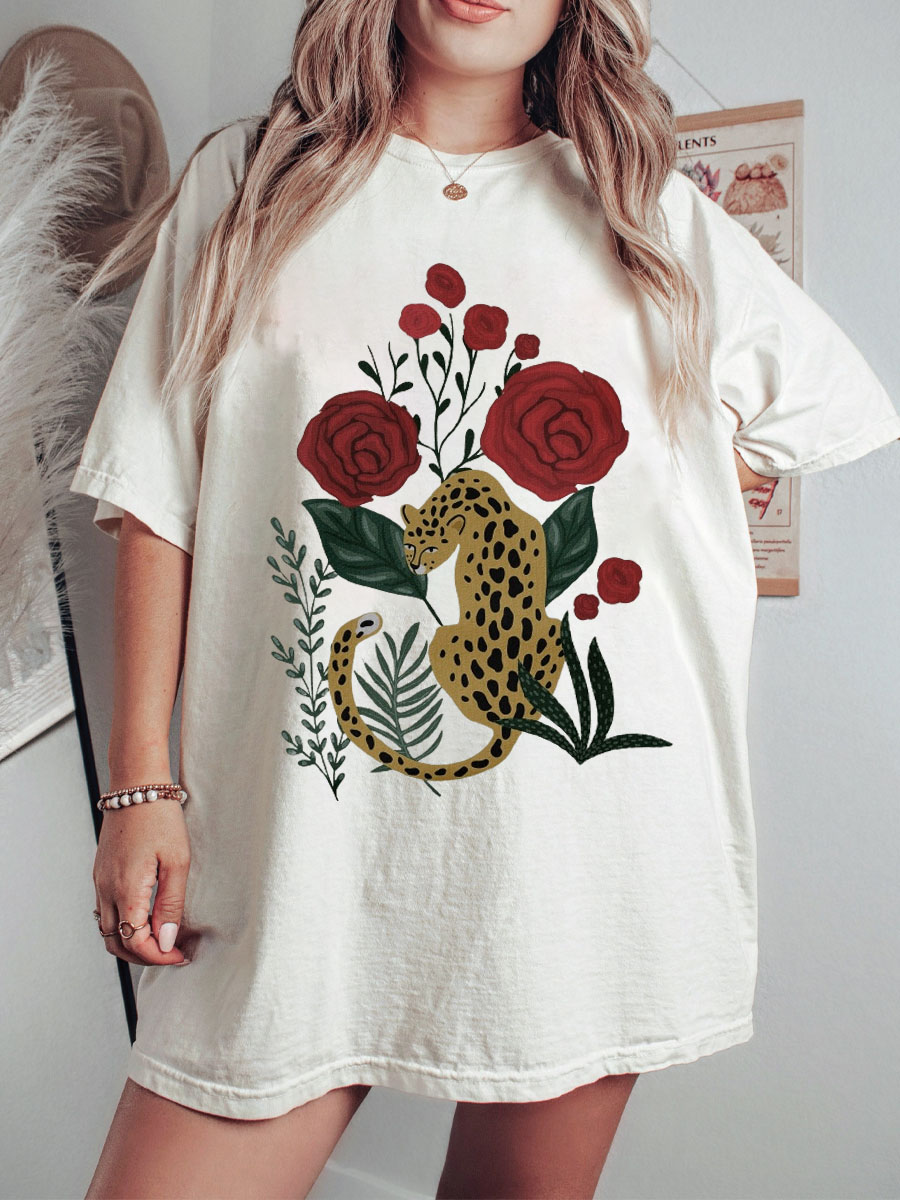 Vintage Leopard Illustration Tee 