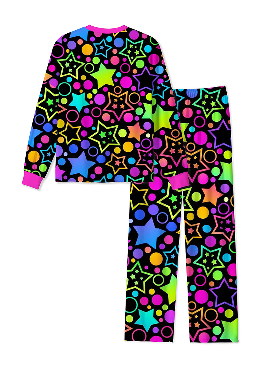 Vintage Neon Colorful Star Polka Dot Mixed Pajamas
