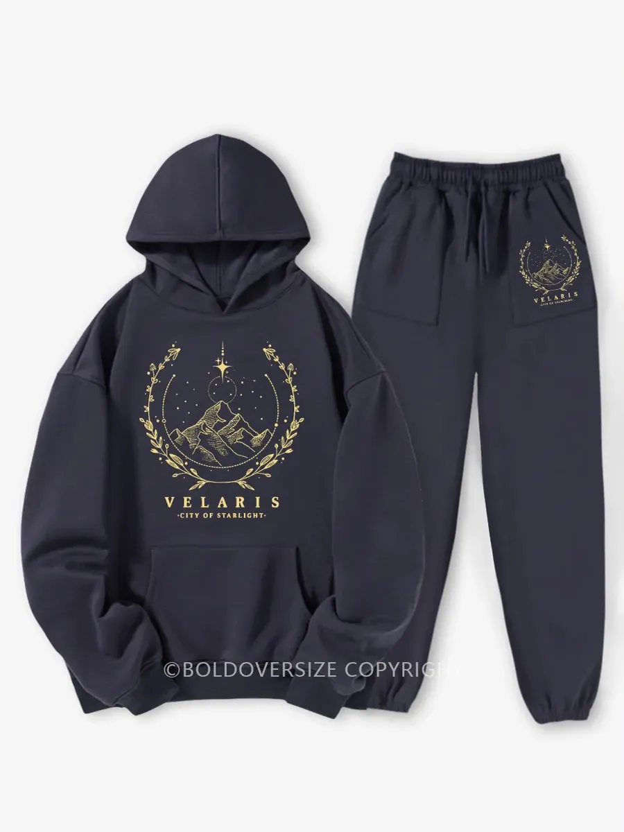 Vintage Style Velaris Book Fleece Hoodie Suit