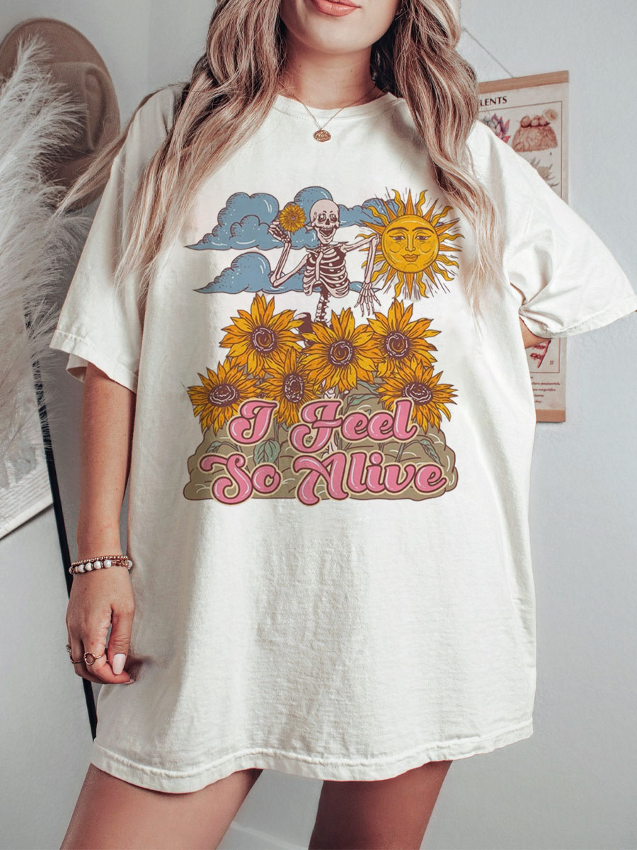 Vintage Skeleton Feel So Alive Tee 