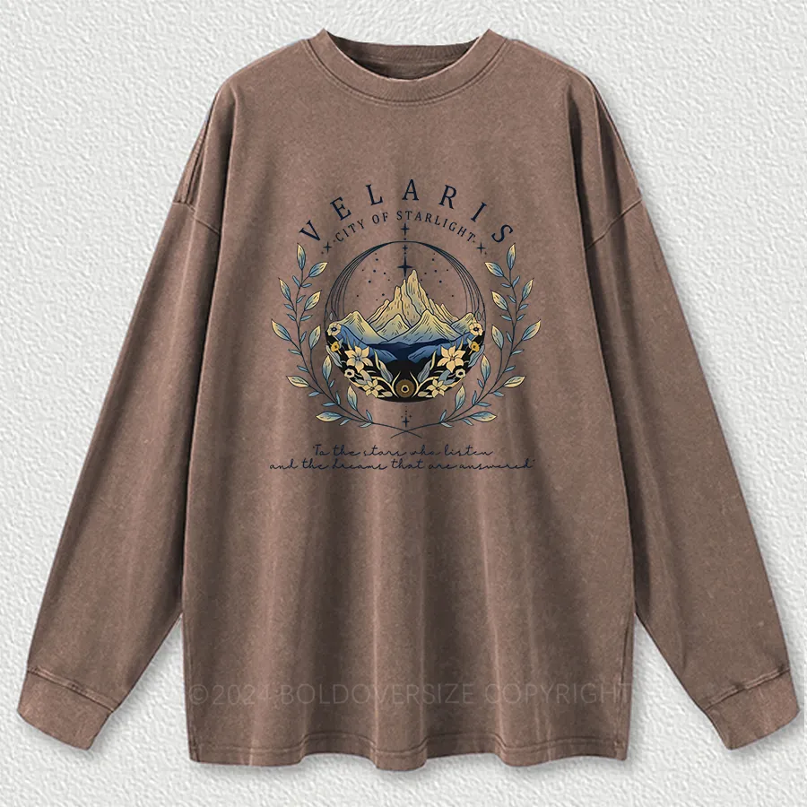 Vintage He Night Court Velaris City Of Starlight Novel Washed Long Sleeve Shirt