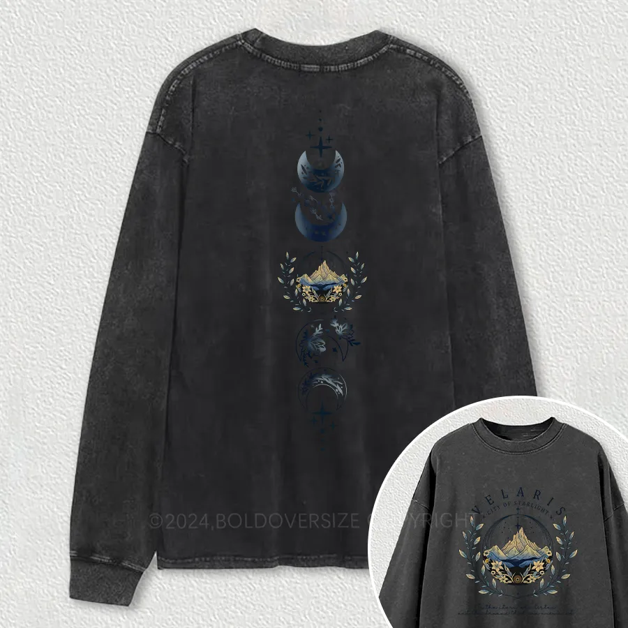 Vintage He Night Court Velaris City Of Starlight Novel Washed Long Sleeve Shirt