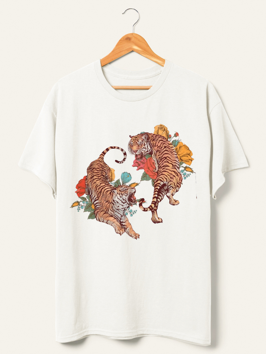 Vintage Floral Tiger Graphic Tee