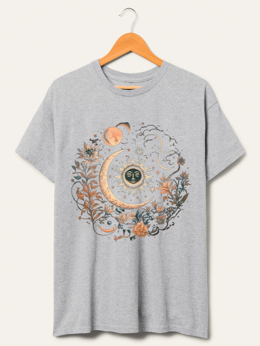 Vintage Mystic Moon And Sun Floral Shirt 