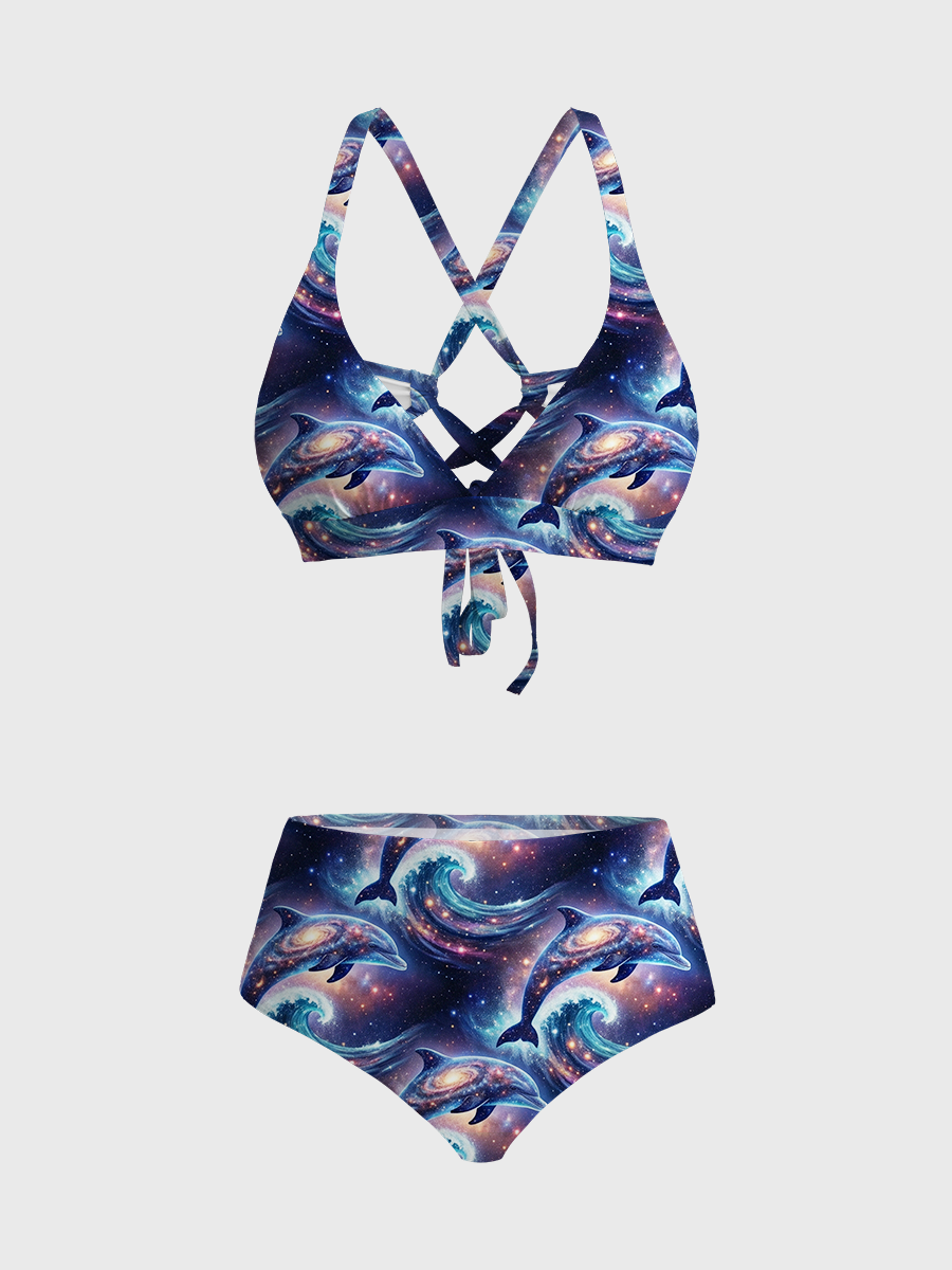 Vintag Dolphins Strappy Two-Piece Swimsuit