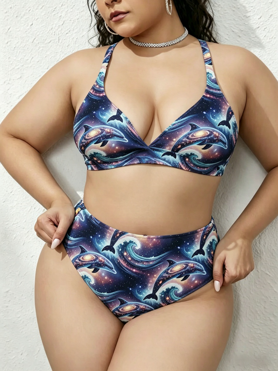 Vintag Dolphins Strappy Two-Piece Swimsuit
