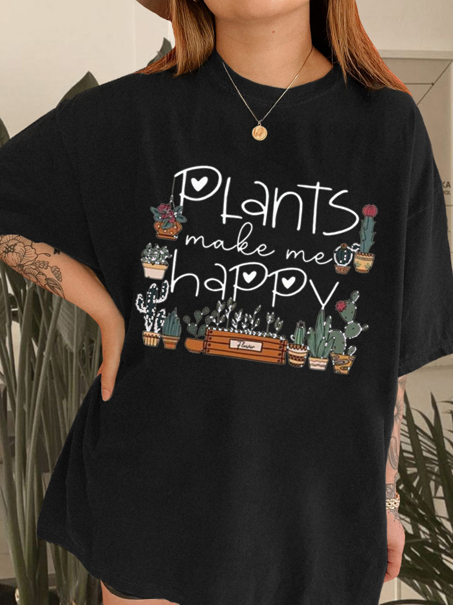Vintage Plants Make Me Happy T-Shirt