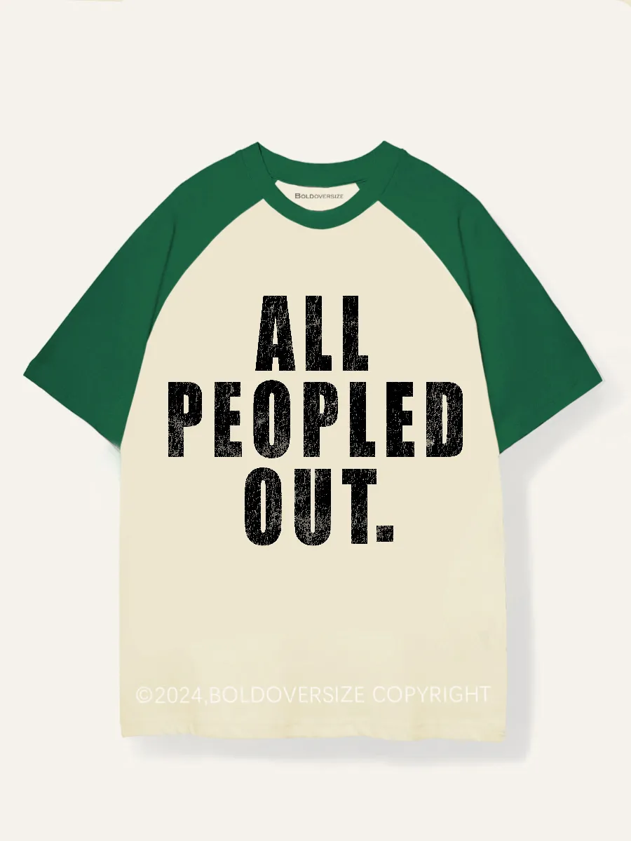 Vintage All Peopled Out Raglan Short Sleeve T-Shirt