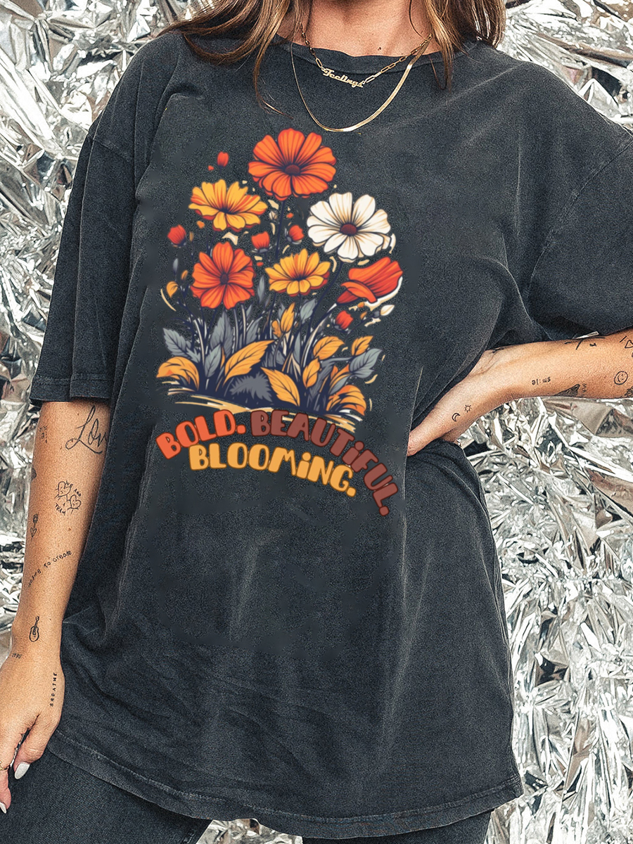 Vintage Bold Beautiful Blooming Washed T-Shirt