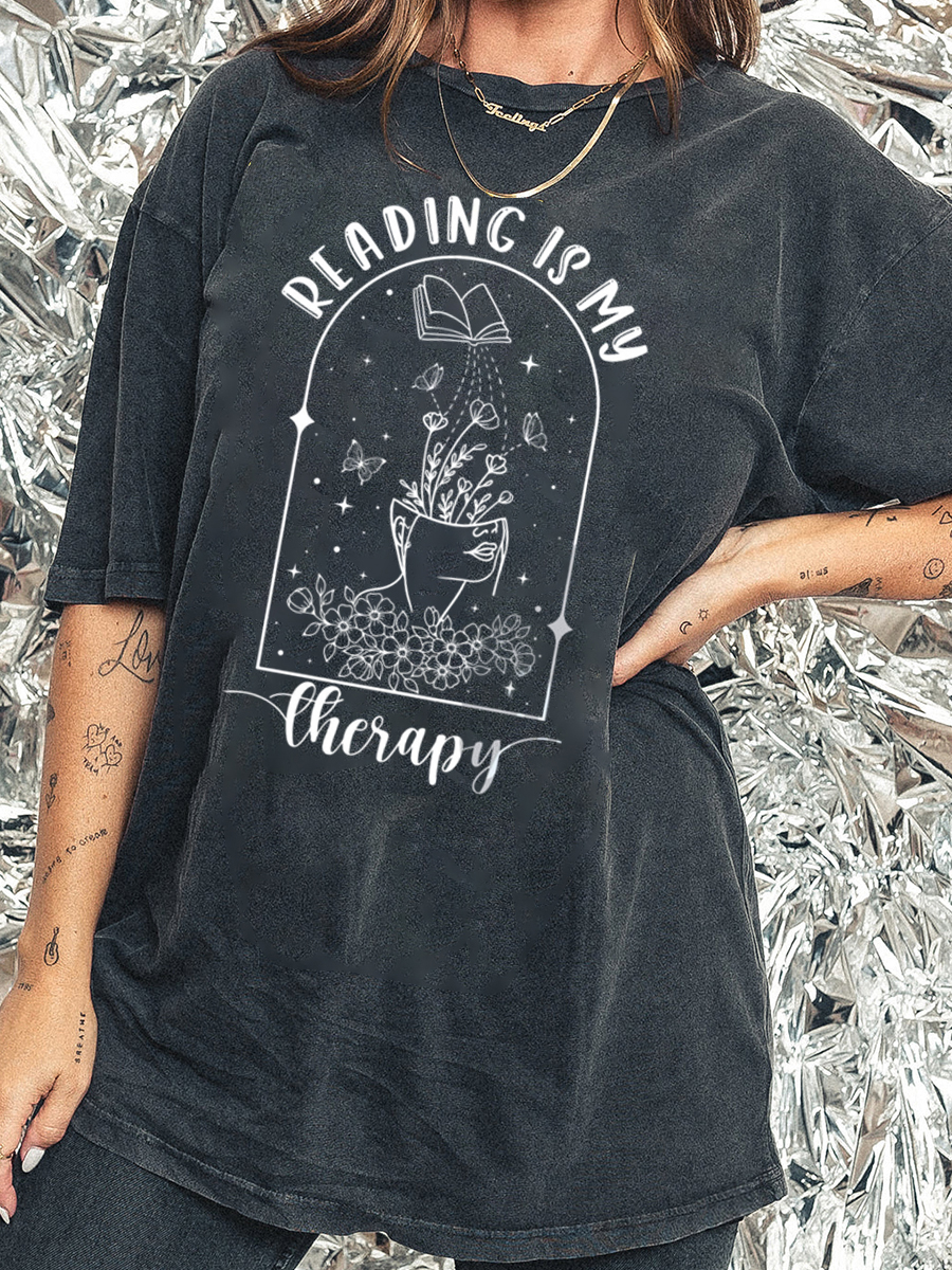 Vintage Reading Is My Therapy Washed T-Shirt