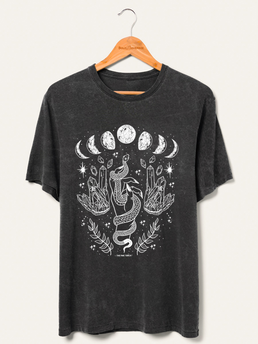 Vintage Mystical Moon Crystals Snake Washed T-Shirt