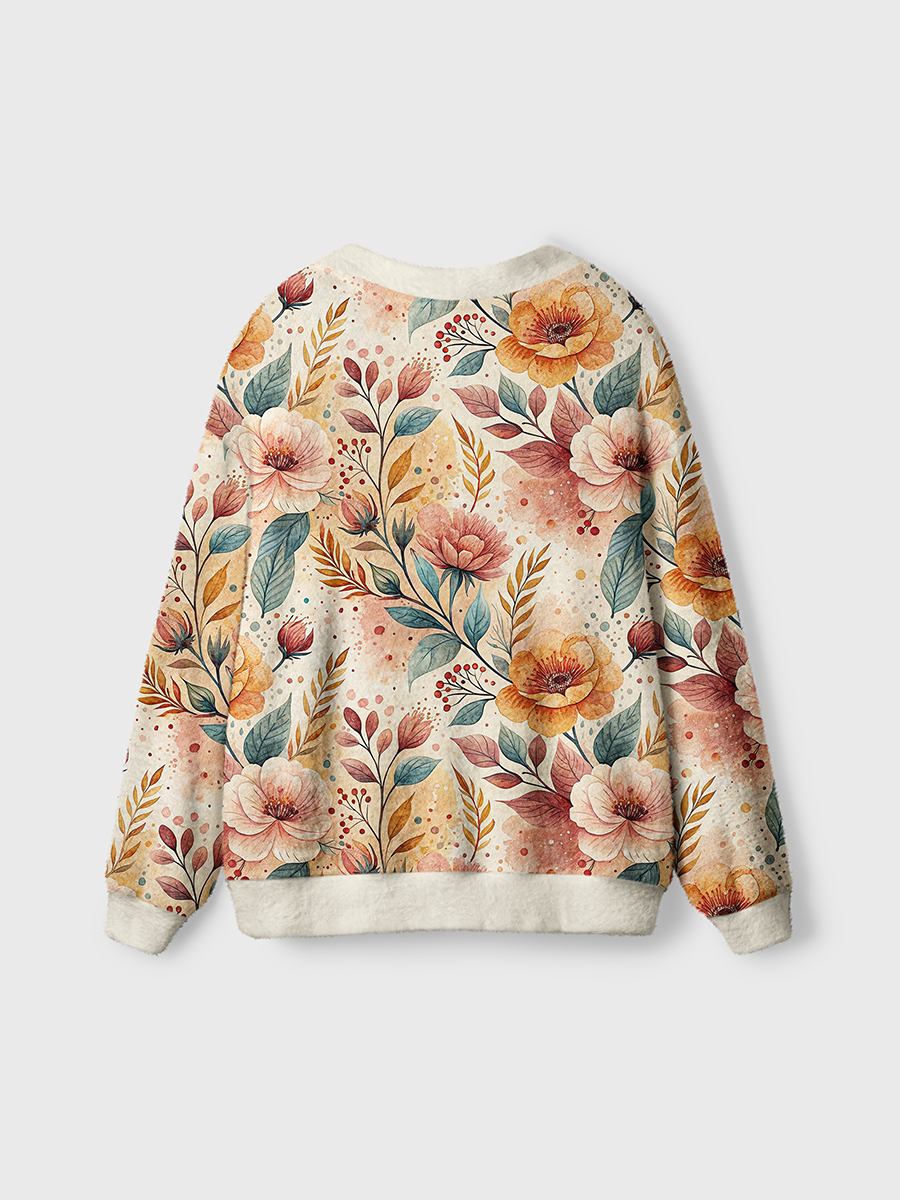 Vintage Warm Tone Floral Pop Cute Cardigan Sweaters