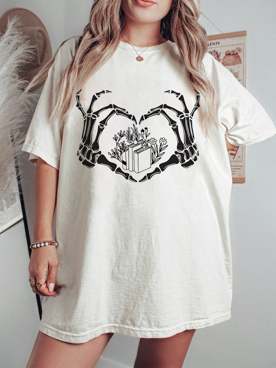 Vintage Skull Hands Book Shirt 