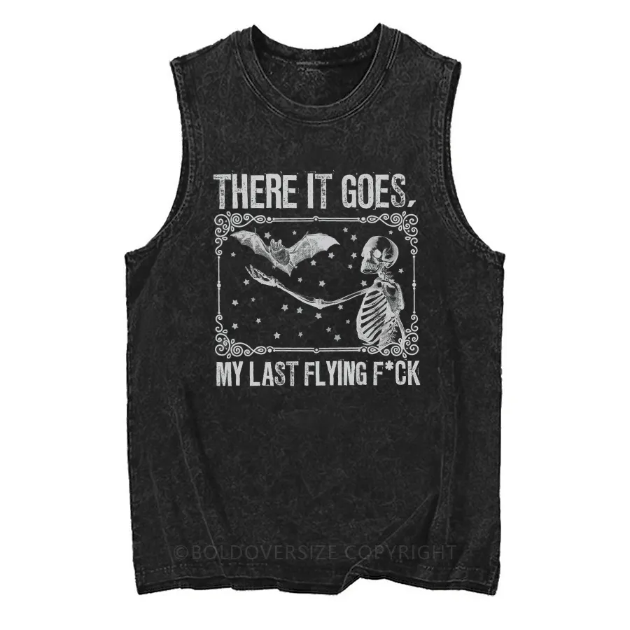 Vintage Funny Skeleton Washed Tank