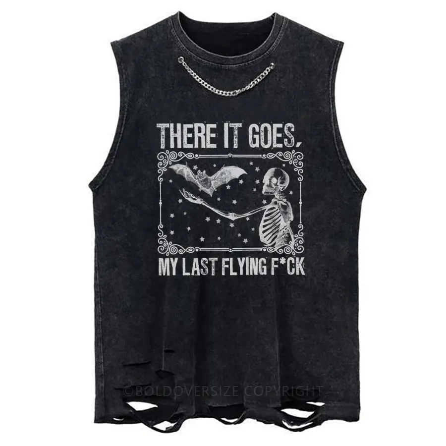 Vintage Funny Skeleton Washed Tank