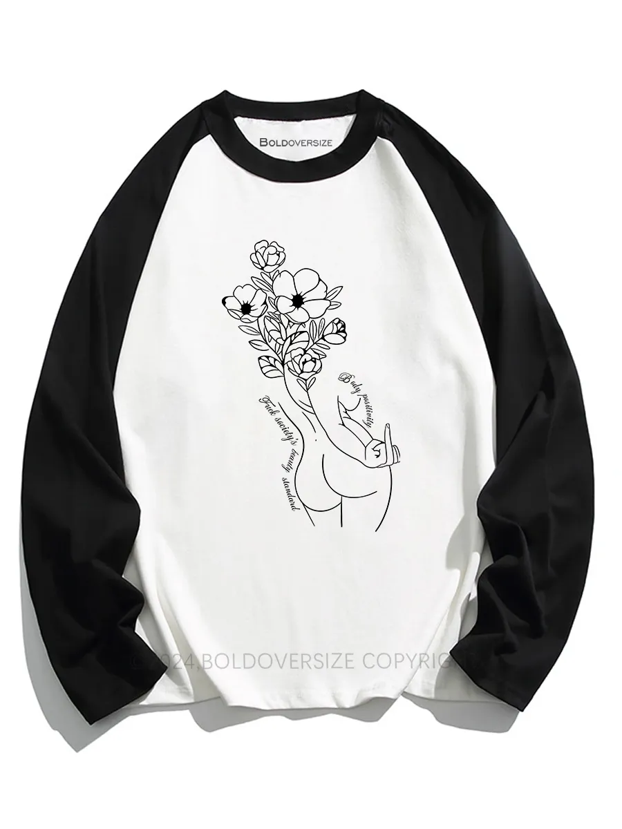 Vintage Fuck Society'S Beauty Standard Raglan Long Sleeve T-Shirt