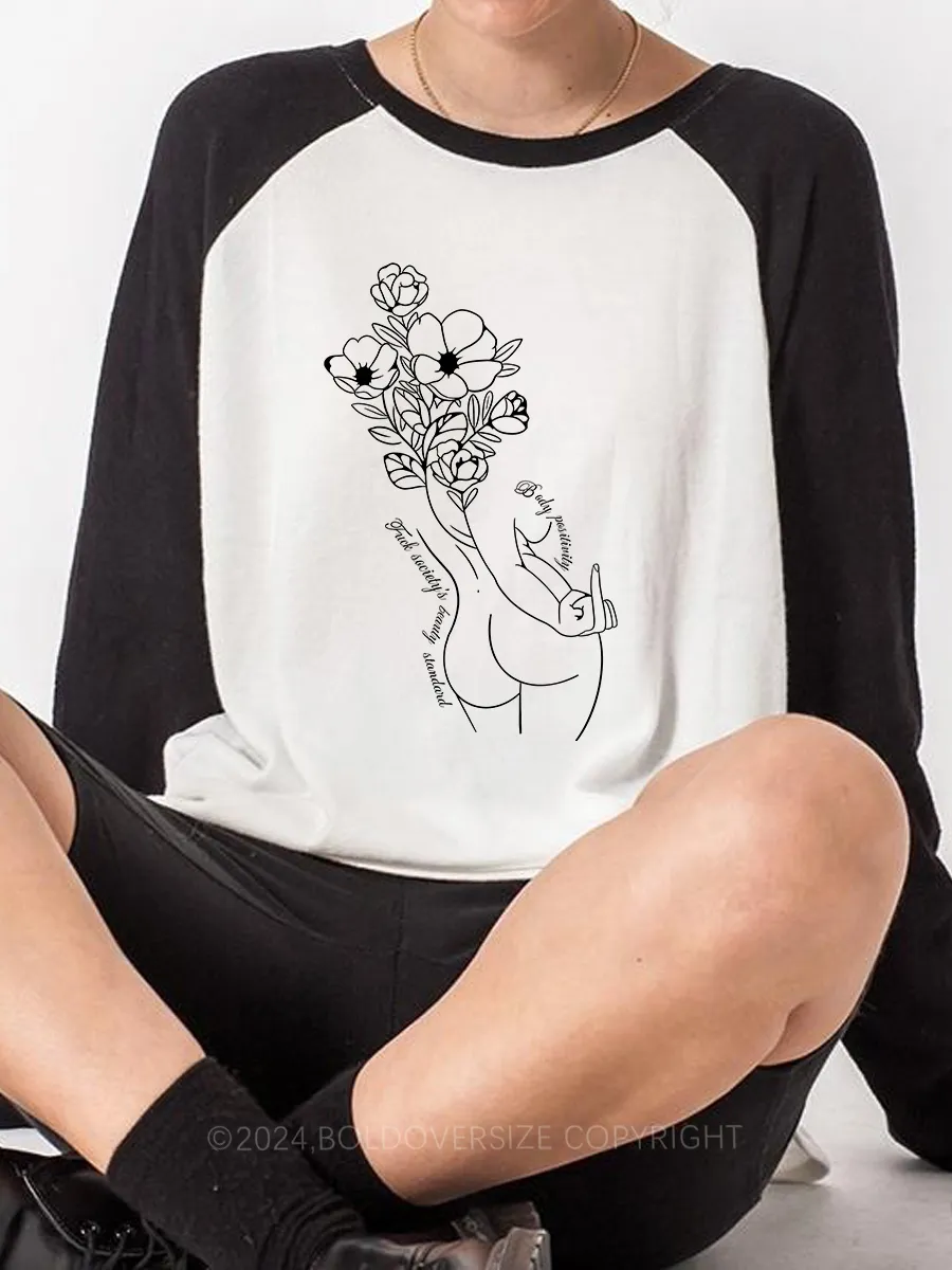 Vintage Fuck Society'S Beauty Standard Raglan Long Sleeve T-Shirt