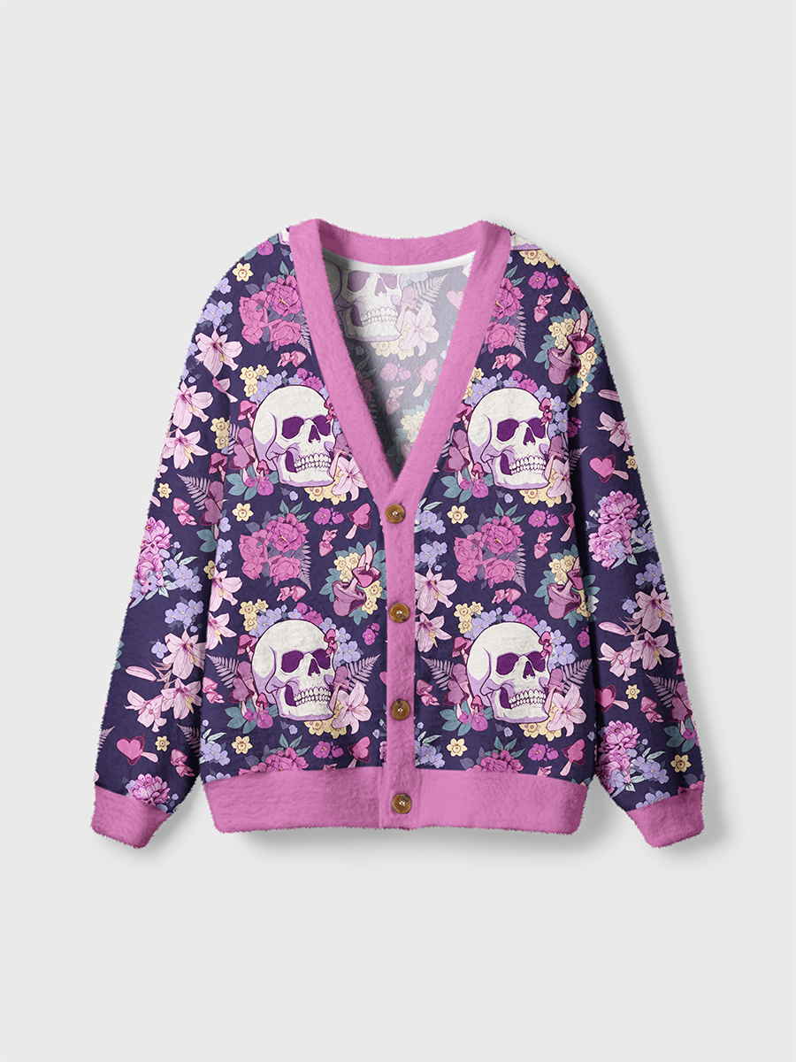 Vintage Gothic Skull Floral Cardigan Sweaters