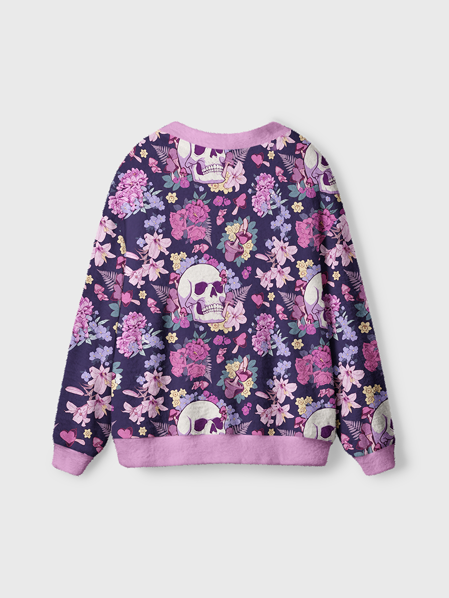 Vintage Gothic Skull Floral Cardigan Sweaters