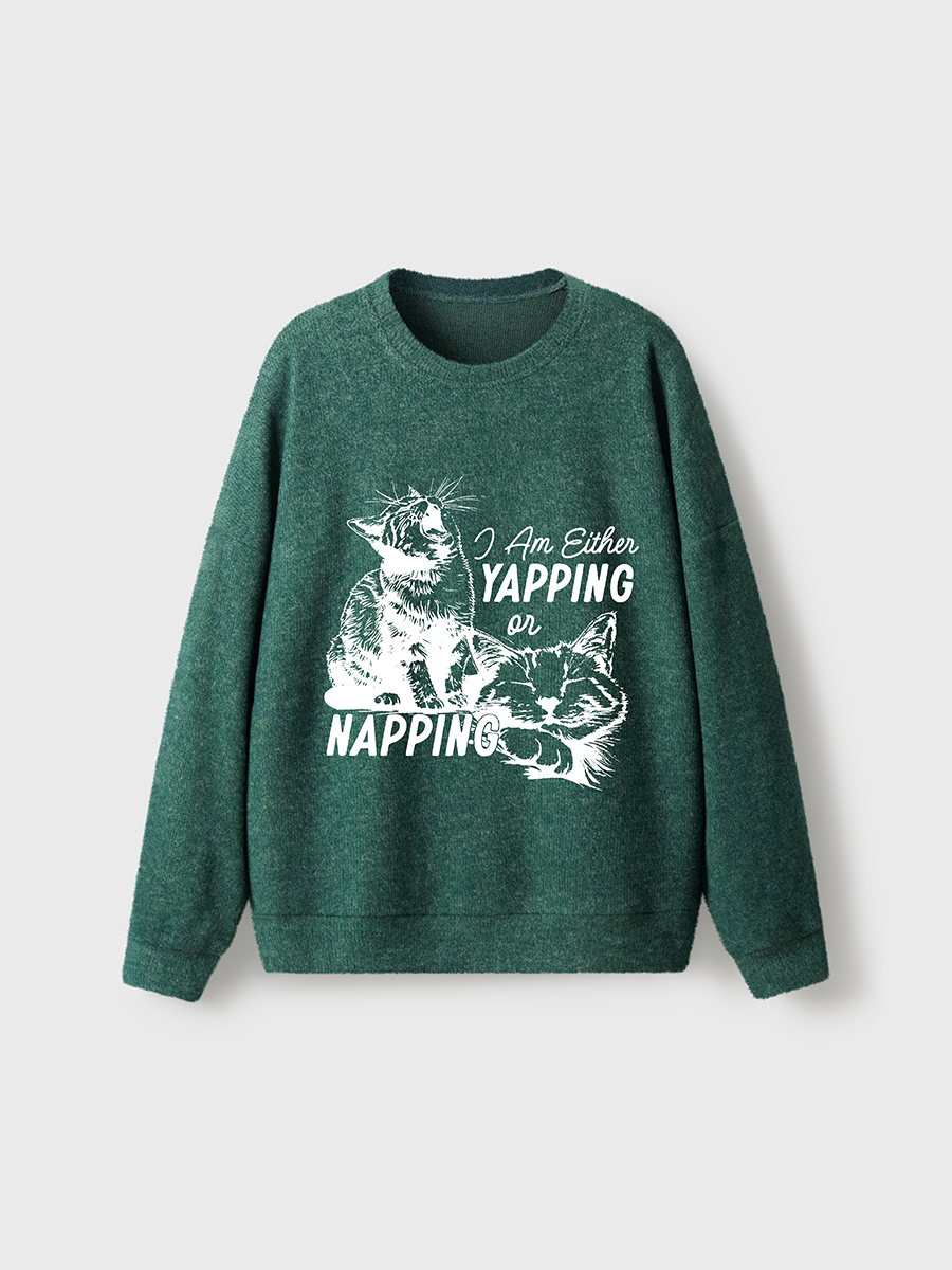 Vintage Either Yapping Or Napping  Fuzzy Sweater