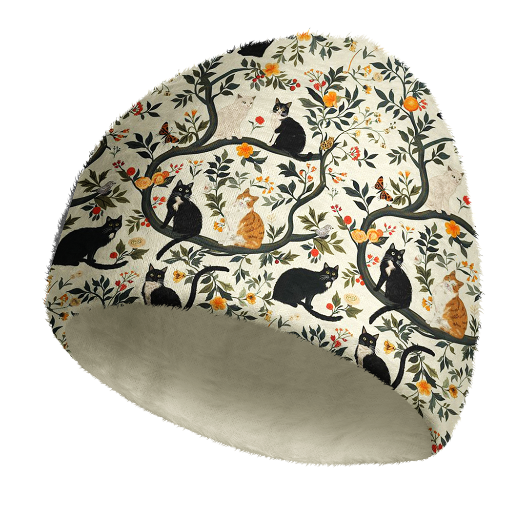 Whimsical Cat Garden Cozy Fuzzy Beanie
