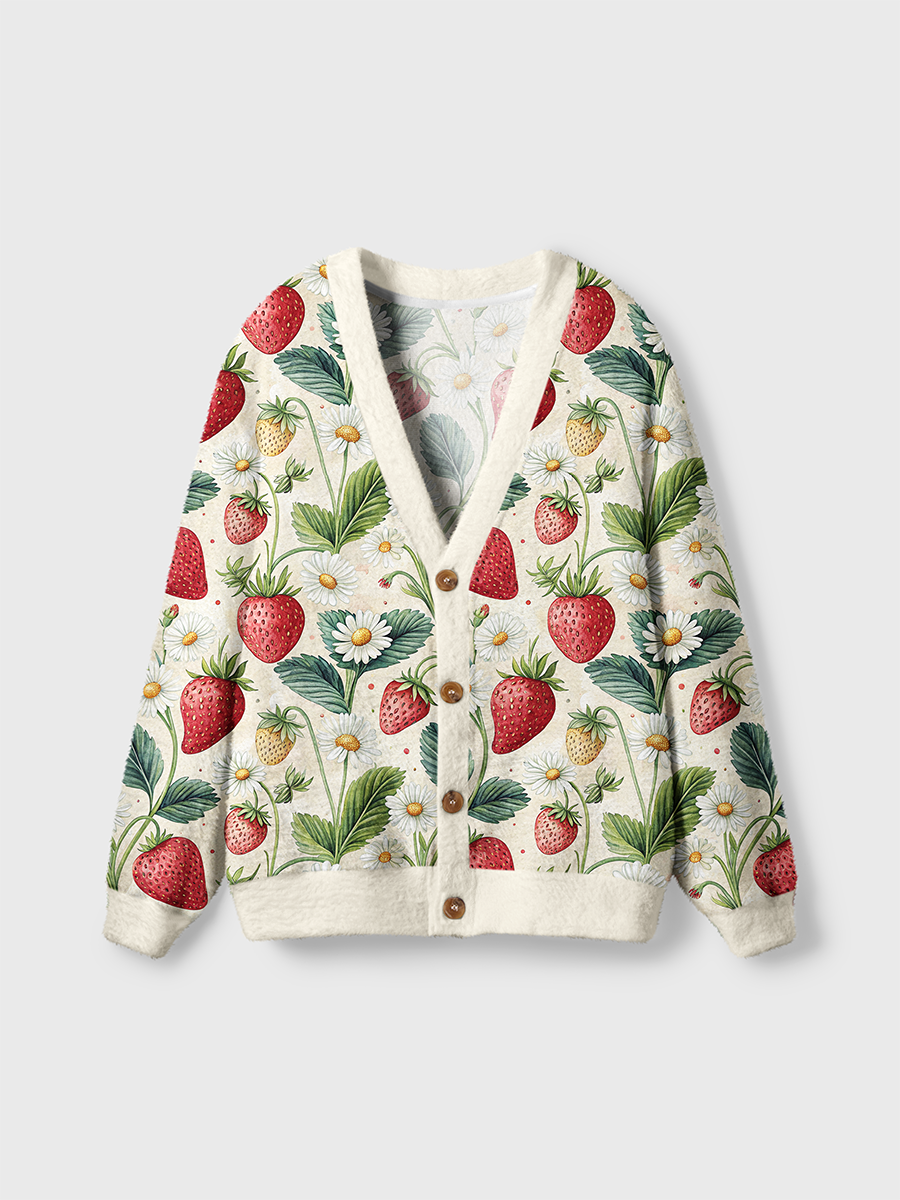 Vintage Strawberry Bloom Pop Cute Cardigan Sweaters