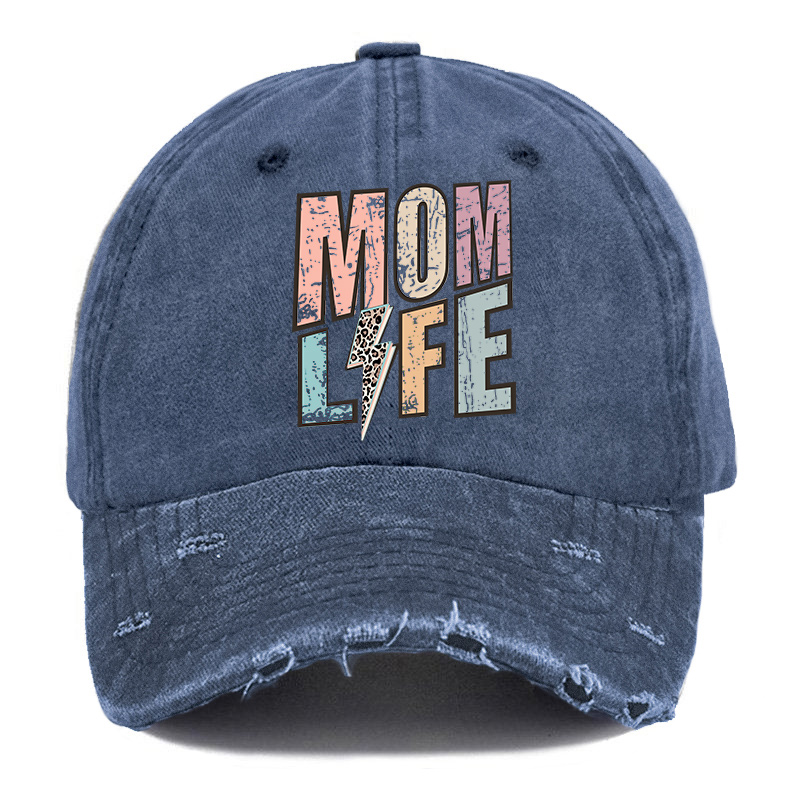 Vintage Mom Life Ripped Washed Cap